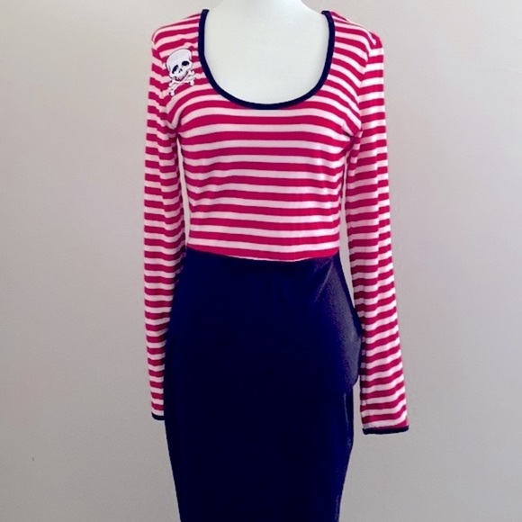 LNWOT Deadly Dames pinup striped long sleeve bodycon dress - Picture 5 of 7